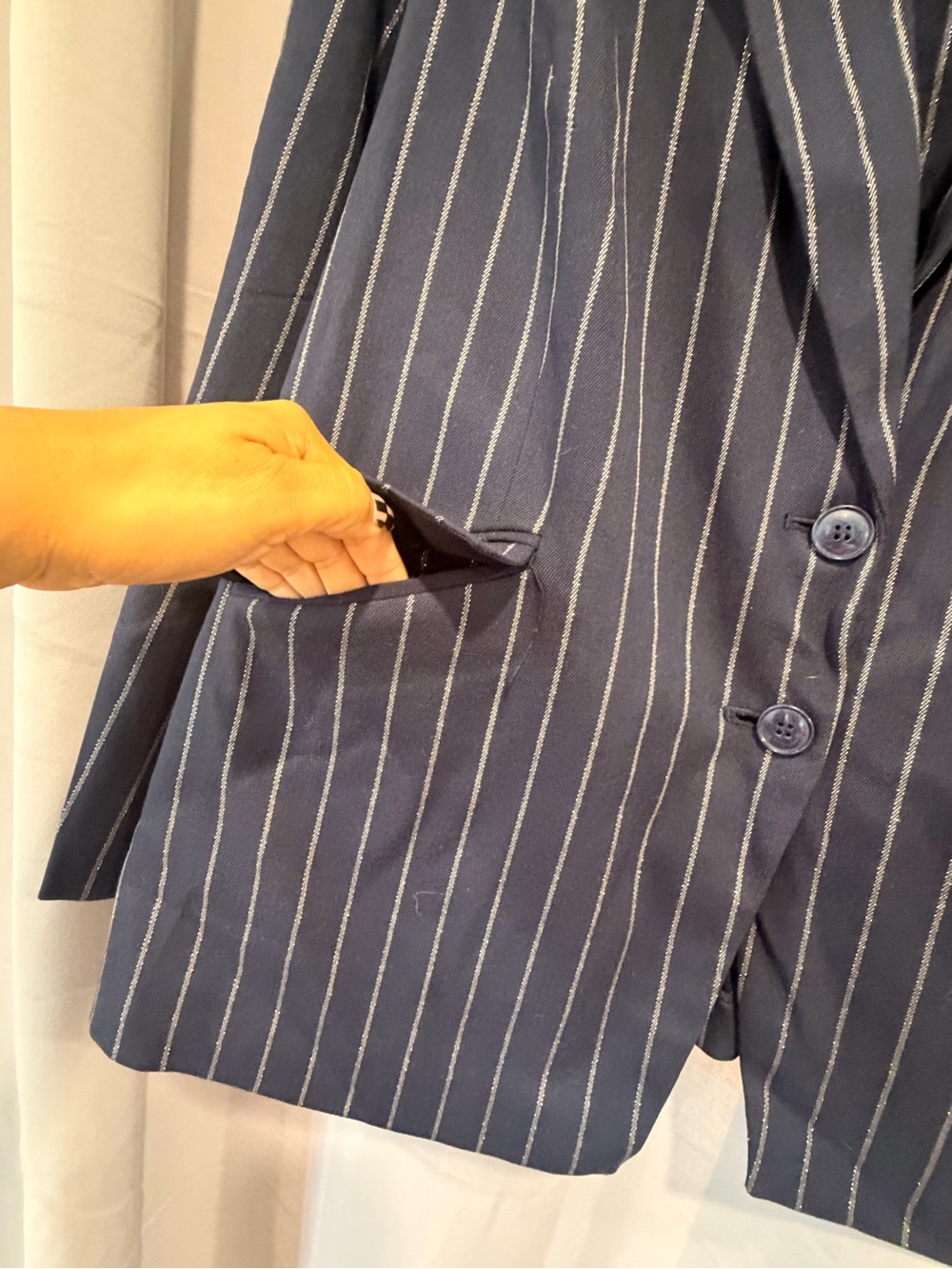 Lane Bryant Navy Pinstripe Blazer - Size 18 - Picture 3 of 5